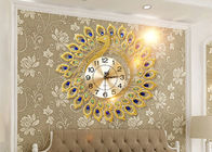Oro di lusso dell'orologio di parete del metallo di progettazione del pavone placcato per la decorazione domestica