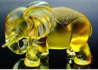 Statua domestica dell'interno 135*80*115mm della figurina degli elefanti della decorazione della glassa ambrata