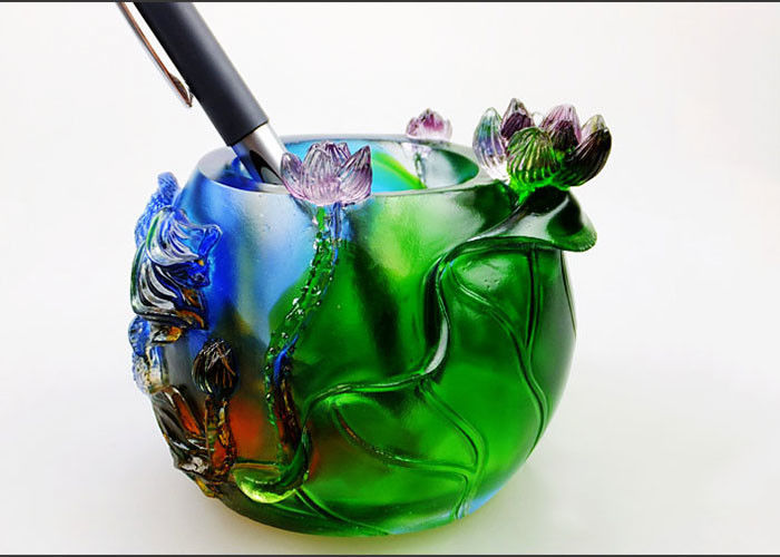 Vaso della penna della glassa/supporto colorati della penna con il modello di fiore e dell'animale