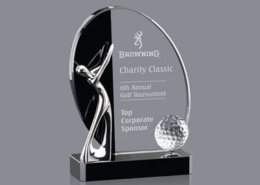 Tazza su ordinazione del trofeo di golf di logo con le figure di golf del metallo & la palla da golf a cristallo